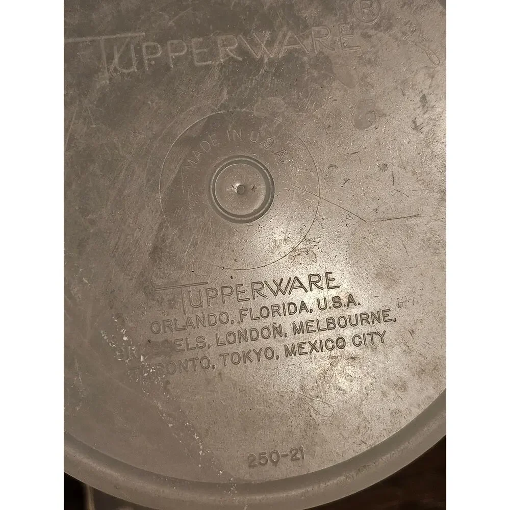 VTG 1970s TUPPERWARE Round Storage Container 250-21 & Lid 215-49 Frosted Clear